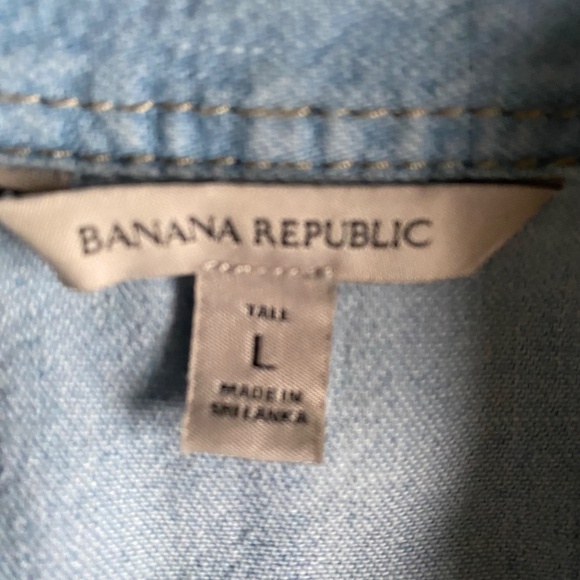 Banana Republic classic denim western shirt with turquoise snaps Sz Large Tall - Picture 15 of 15